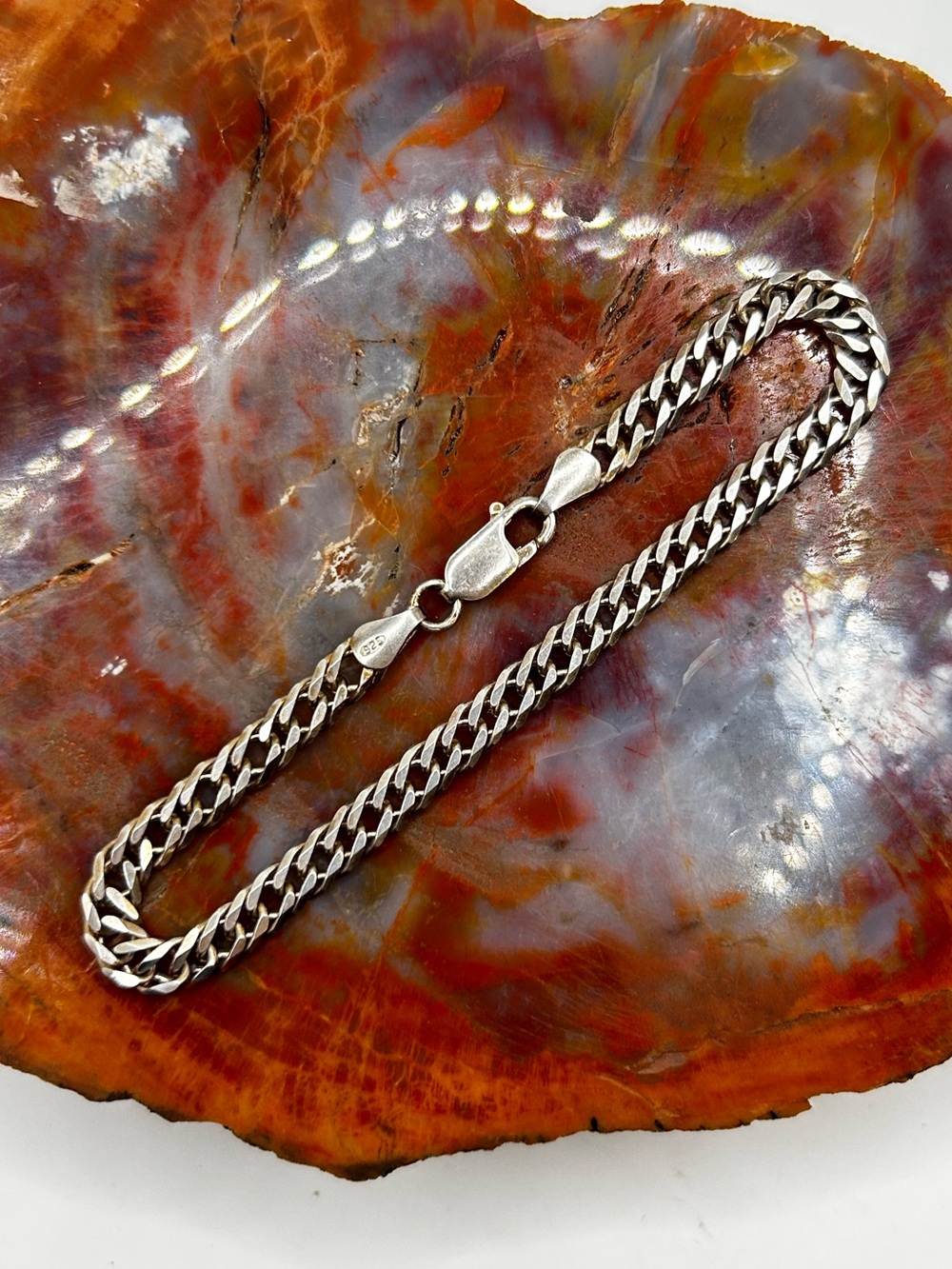 Mens Sterling Silver Chain Bracelet - 7.75 inches